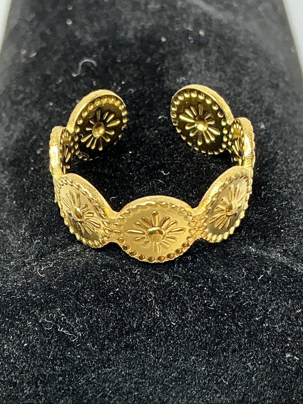 Gold Sunburst Disc Adjustable Toe Ring